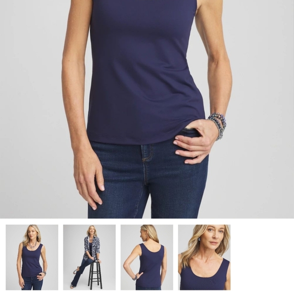 Chico's Navy Blue Fitted Microfiber Sleeveless Tank Top Size 3 (XL).  EUC - Picture 6 of 7